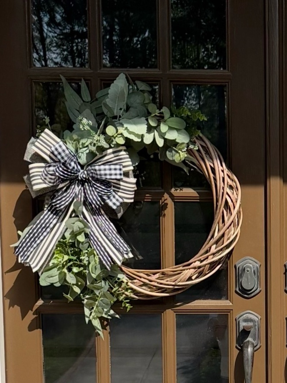Two Decorative Eucalyptus Wreath with Black & White Bow - Home Holiday